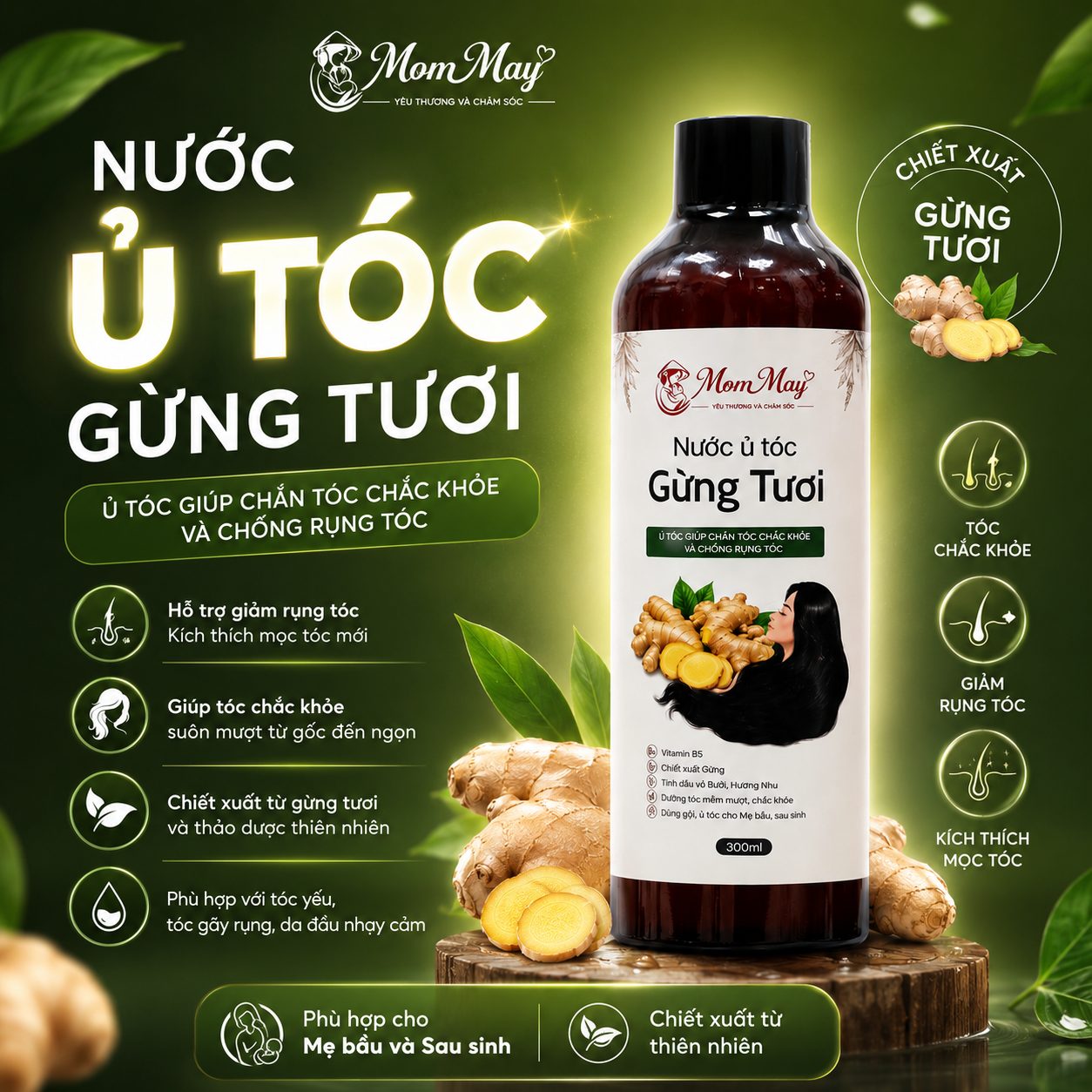 Nước Ủ Tóc Phục Hồi Gừng Tươi Home Care (300ml) - Giảm Rụng Tóc