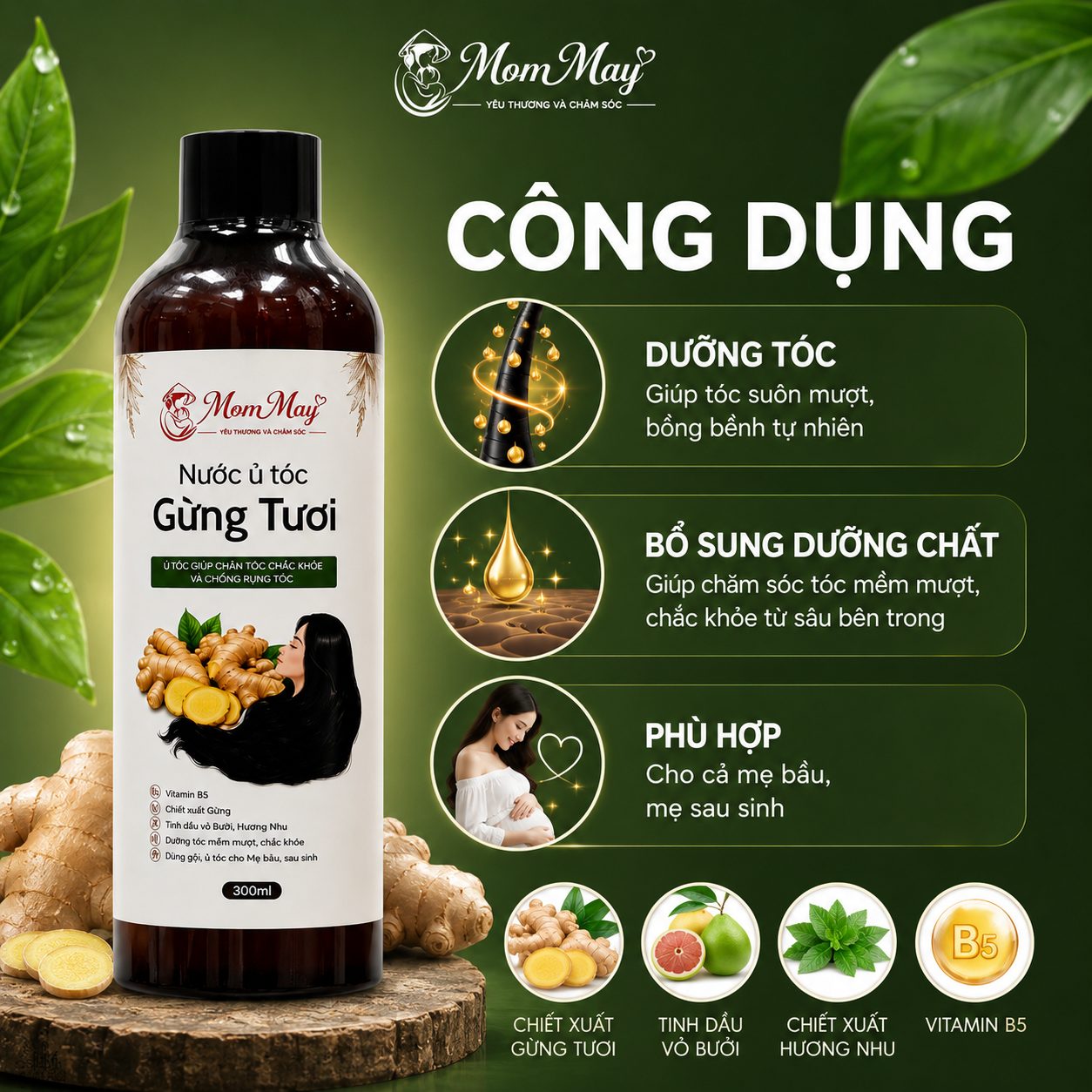 Nước Ủ Tóc Phục Hồi Gừng Tươi Home Care (300ml) - Giảm Rụng Tóc
