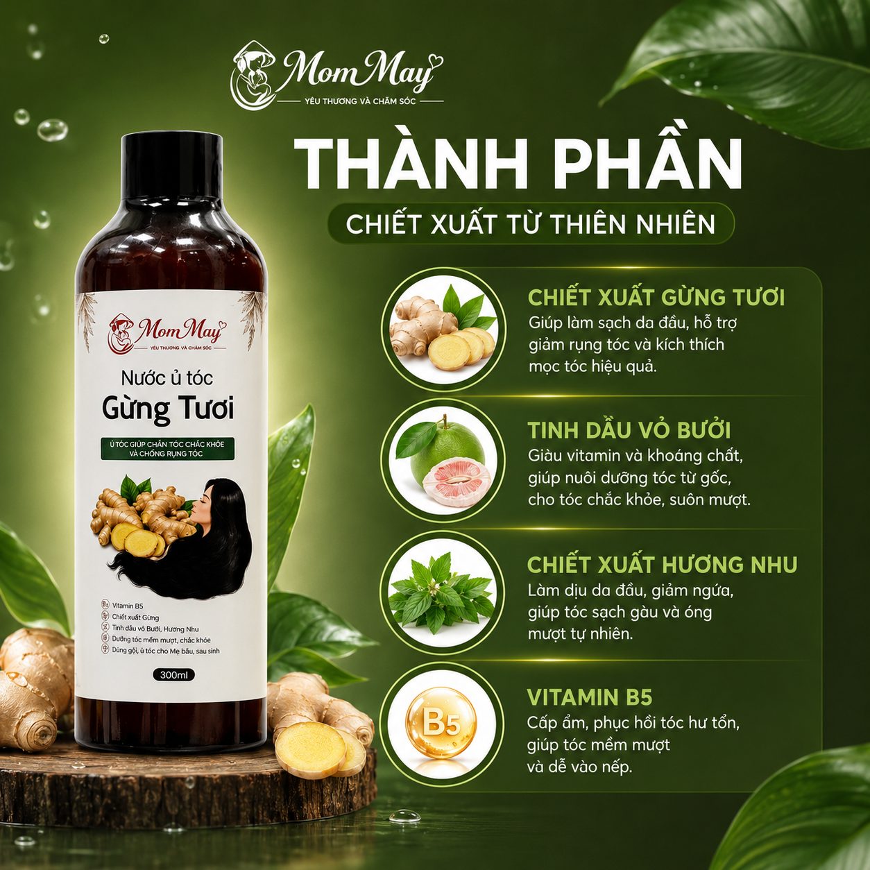 Nước Ủ Tóc Phục Hồi Gừng Tươi Home Care (300ml) - Giảm Rụng Tóc